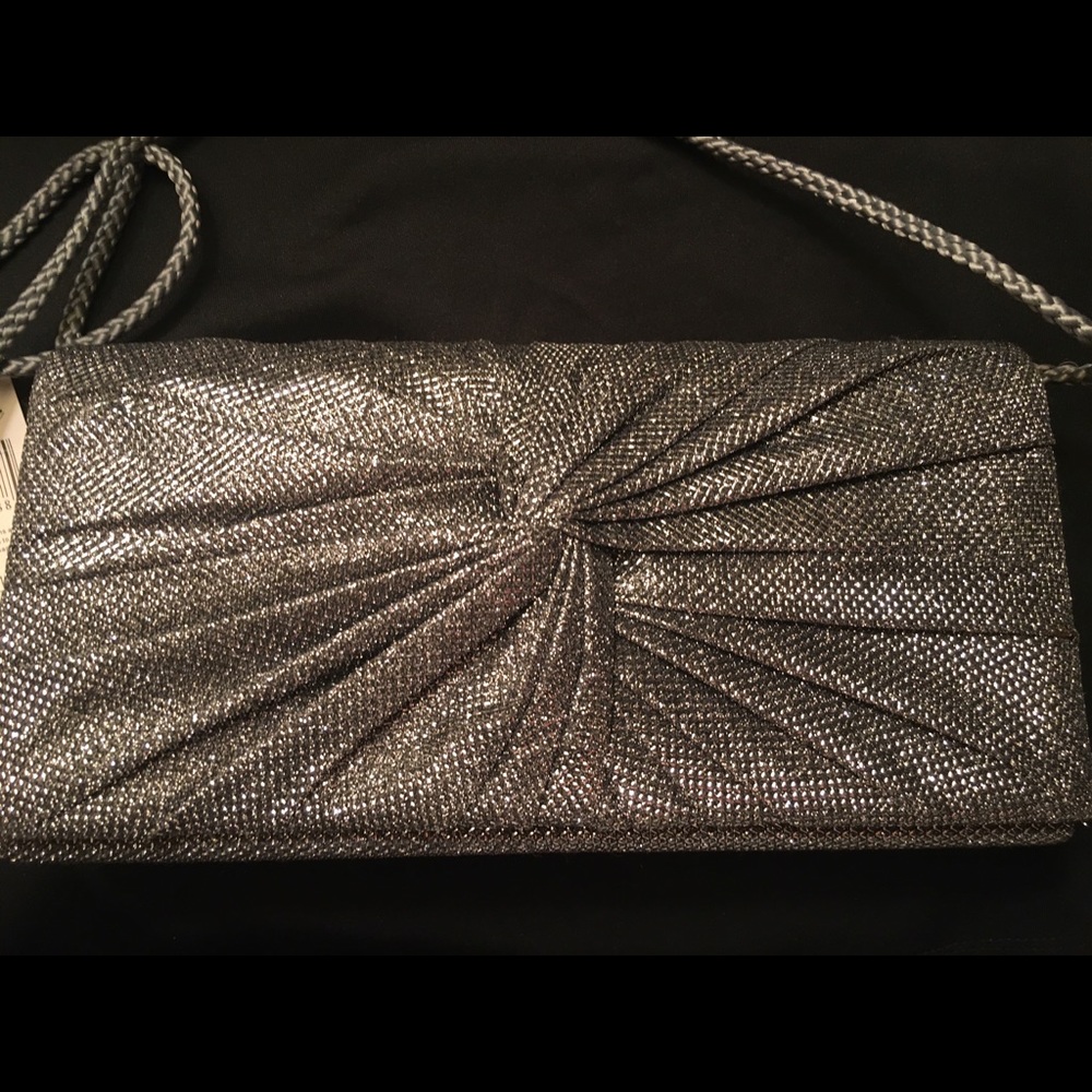 Gun Metal Clutch & Shoulder Purse